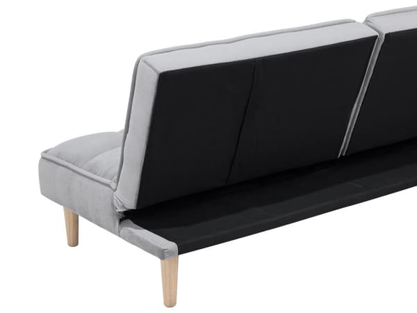 Bäddsoffa Ljusgrå 3-sits Tillbakalutande Ryggstöd Stickad