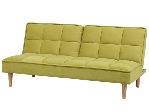 Bäddsoffa Olivgrön 3-sits Tillbakalutande Ryggstöd Stickad