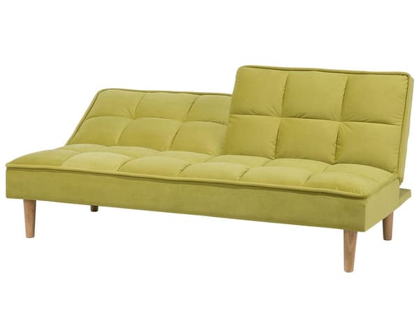 Bäddsoffa Olivgrön 3-sits Tillbakalutande Ryggstöd Stickad