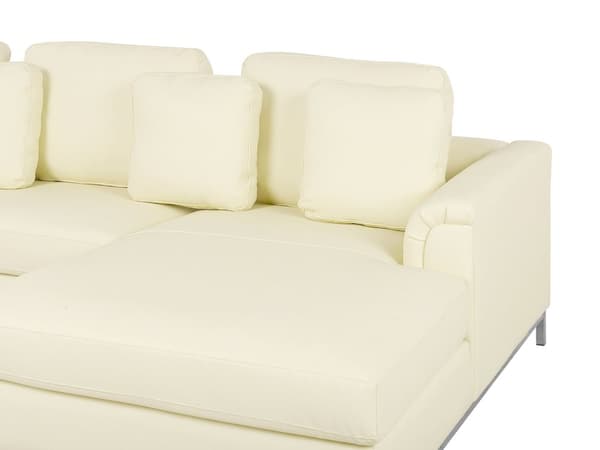 Hörnsoffa Beige Läder L-formad Vänstervänd