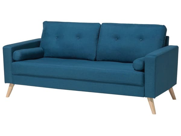 Soffa Blå Tyg Klädsel 2-sits Knappar