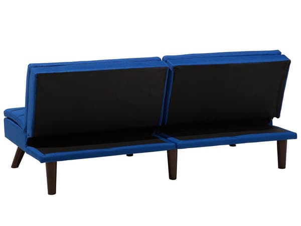 Bäddsoffa Koboltblå 3-sits Stickad Klädsel Klick Klack Svarta Metall Ben