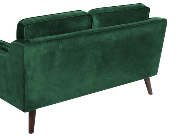 Soffa Smaragdgrön 2-sits Sammet Trä Ben Klassisk