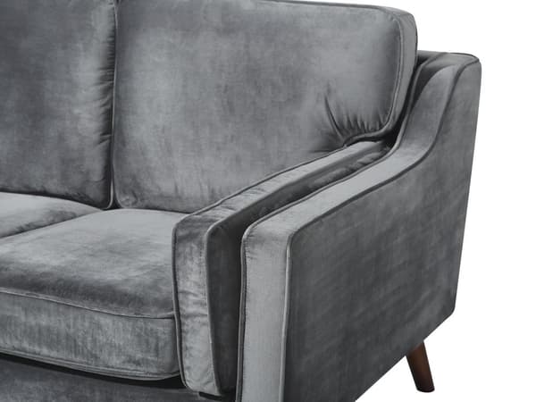 Soffa Mörkgrå 3-sits Sammet Träben Klassisk