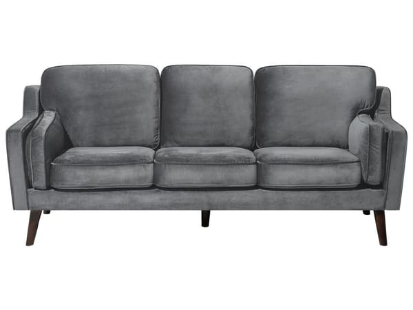 Soffa Mörkgrå 3-sits Sammet Träben Klassisk