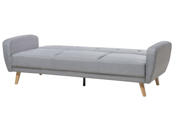 Bäddsoffa Grå Tyg Stoppad 3-sits Trä Ben Modernt Minimalistiskt Vardagsrum
