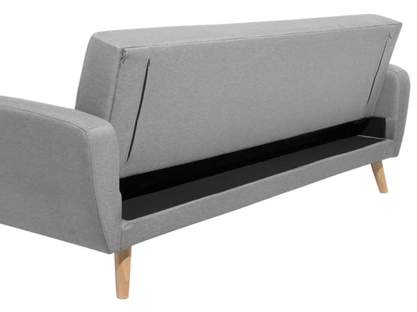 Bäddsoffa Grå Tyg Stoppad 3-sits Trä Ben Modernt Minimalistiskt Vardagsrum