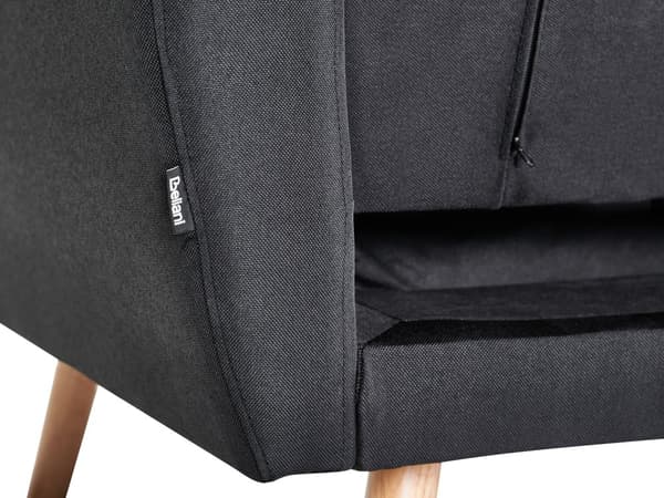Bäddsoffa Svart Tyg Stoppad 3-sits Trä Ben Modernt Minimalistiskt Vardagsrum