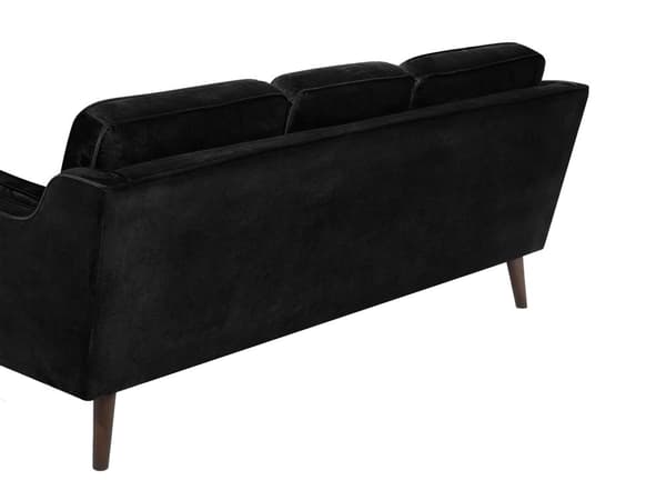 Soffa Svart 3-sits Sammet Trä Ben Klassisk