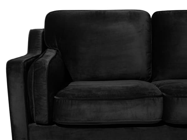 Soffa Svart 3-sits Sammet Trä Ben Klassisk