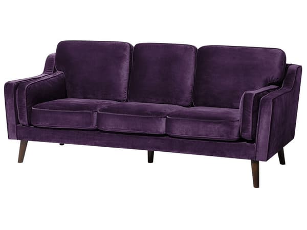 Soffa Lila 3-sits Sammet Trä Ben Klassisk