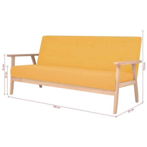 vidaXL 3-personers sofa stof gul