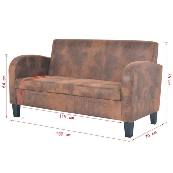 vidaXL 2-personers sofa kunstigt ruskind brun