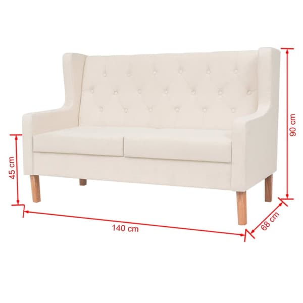 vidaXL 2-personers sofa stof cremehvid