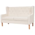 Miniatyrbillede 1 af 7: vidaXL 2-personers sofa stof cremehvid
