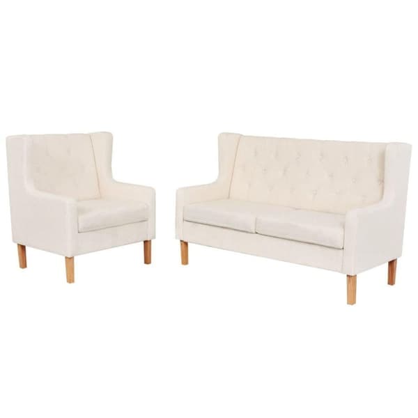 vidaXL sofasæt 2 dele stof cremehvid