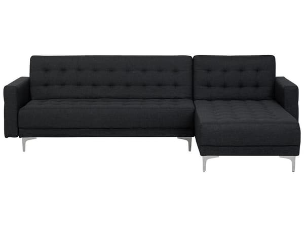 4-sits Hörnbäddsoffa Grafitgrå Tuftat tyg L-formad Modern Vänster Schäslong