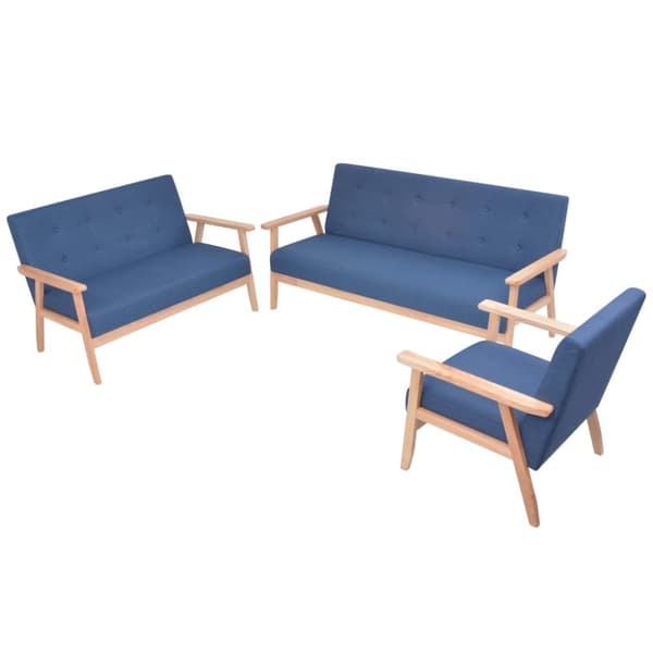 vidaXL sofasæt i 3 dele stof blå