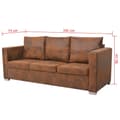 Miniatyrbillede 5 af 5: vidaXL 3-personers sofa 191 x 73 x 82 cm kunstigt ruskindslæder