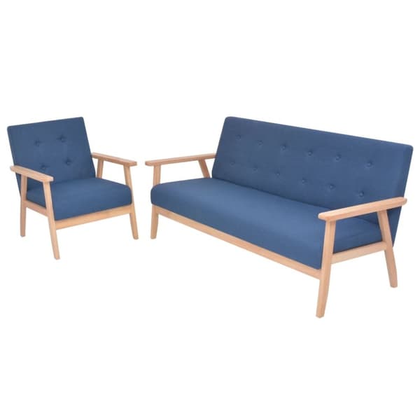vidaXL sofasæt i 2 dele stof blå