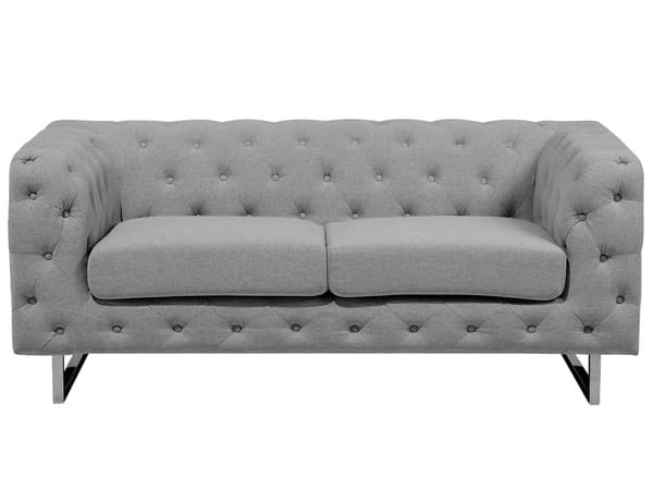 2-sits Chesterfield Soffa Ljusgrå Knappar Tuftad