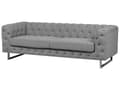 Miniatyrbild 5 av 11: 3-sits Chesterfield Soffa Ljusgrå Knappar Tuftad