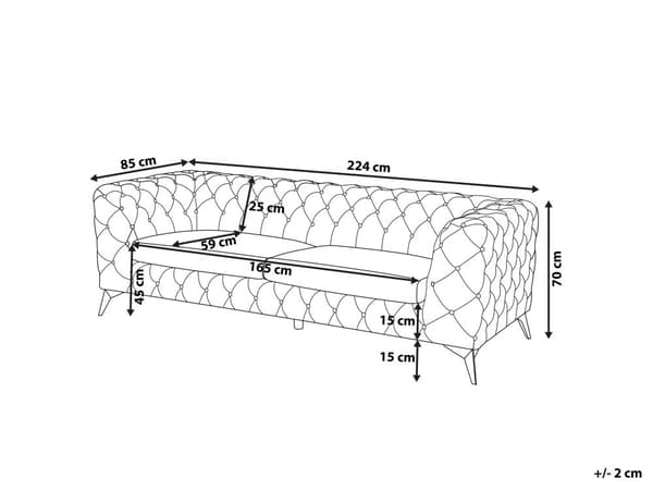 3-sits Soffa Lila Sammet Chesterfield Stil Lågt Ryggstöd