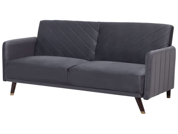 Bäddsoffa 3-sits Sammet Grå Träben Modern Vardagsrum