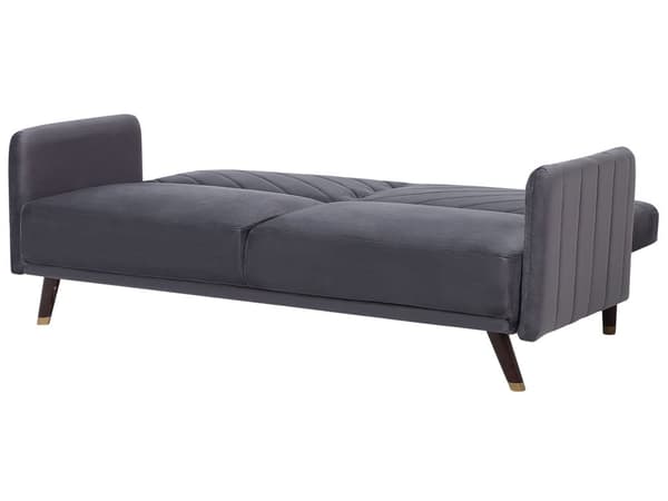 Bäddsoffa 3-sits Sammet Grå Träben Modern Vardagsrum