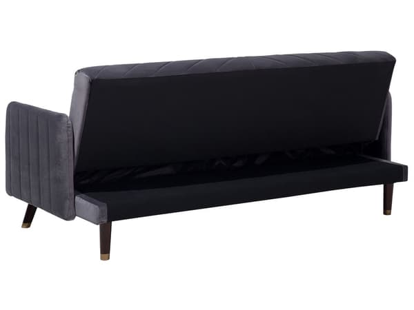 Bäddsoffa 3-sits Sammet Grå Träben Modern Vardagsrum