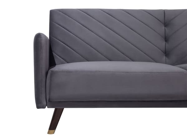 Bäddsoffa 3-sits Sammet Grå Träben Modern Vardagsrum
