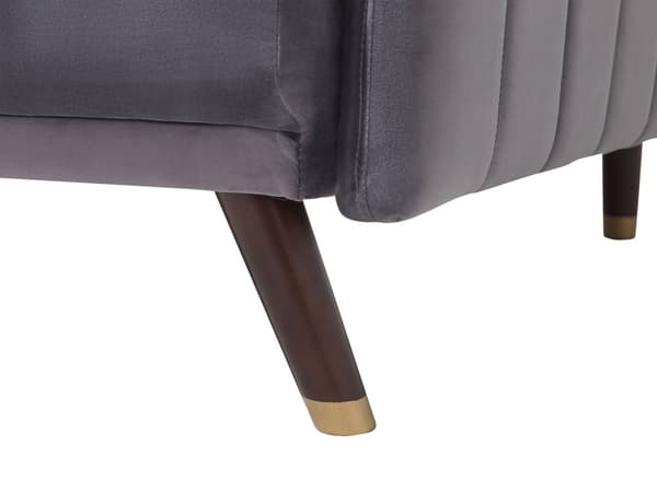 Bäddsoffa 3-sits Sammet Grå Träben Modern Vardagsrum