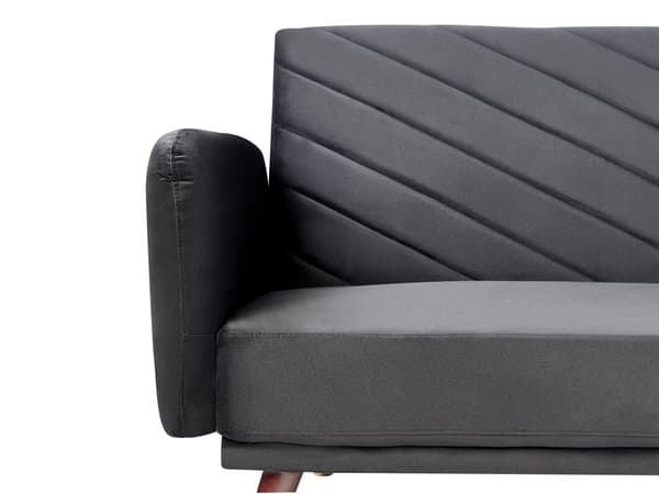 Bäddsoffa 3-sits Sammet Svart Träben Modern Vardagsrum