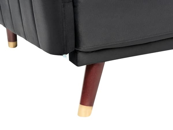 Bäddsoffa 3-sits Sammet Svart Träben Modern Vardagsrum