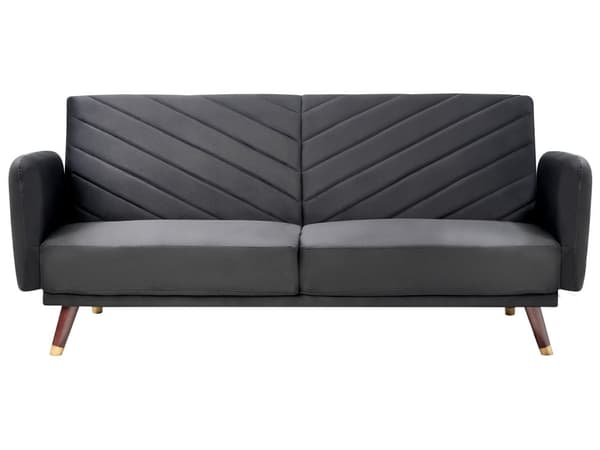 Bäddsoffa 3-sits Sammet Svart Träben Modern Vardagsrum