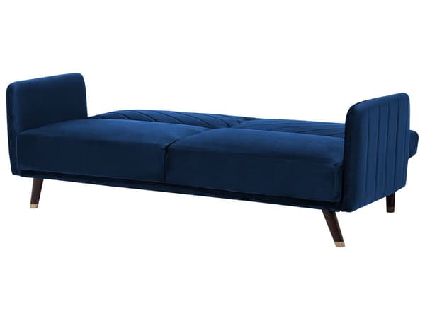 Bäddsoffa 3-sits Sammet Marinblå Träben Modern Vardagsrum