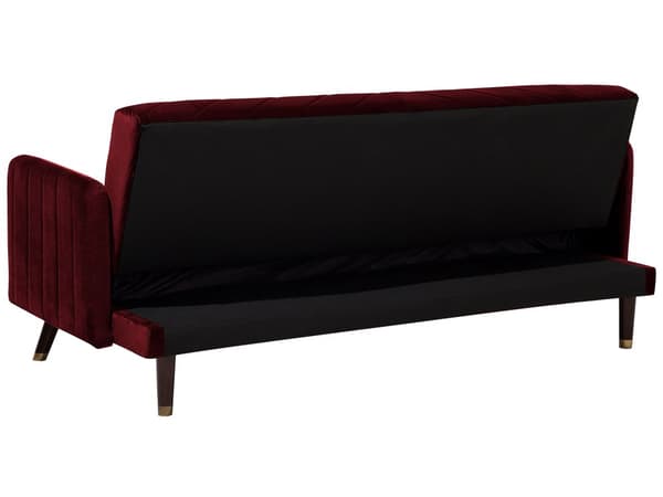 Bäddsoffa 3-sits Sammet Röd Träben Modern Vardagsrum
