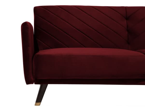 Bäddsoffa 3-sits Sammet Röd Träben Modern Vardagsrum
