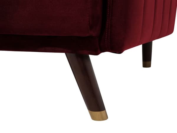 Bäddsoffa 3-sits Sammet Röd Träben Modern Vardagsrum