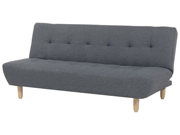 Soffa Mörkgrå Tyg Klädsel Träben 3-sits Skandinavisk Stil