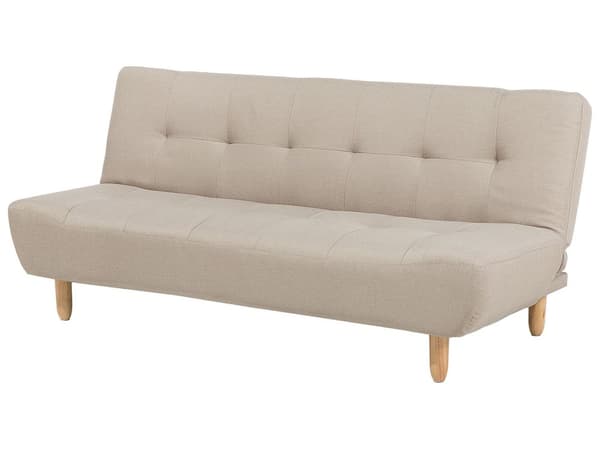 Soffa Beige Tyg Klädsel Träben 3-sits Skandinavisk Stil