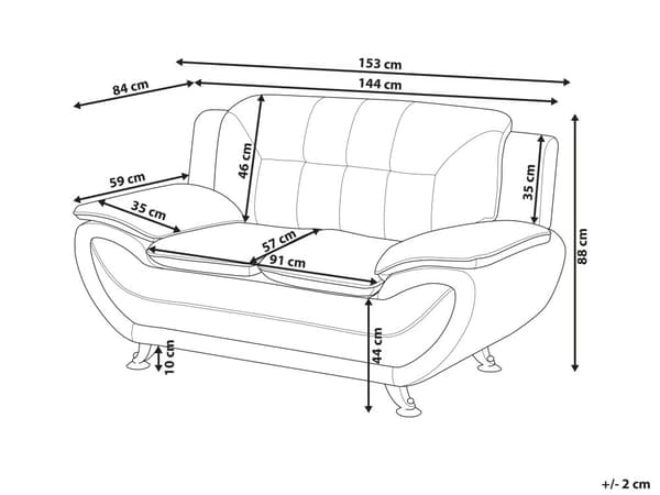 2-sits Soffa Vit Konstläder Kuddar Modern