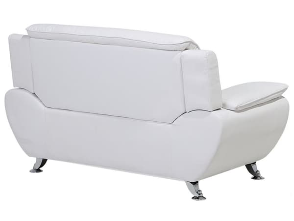 2-sits Soffa Vit Konstläder Kuddar Modern