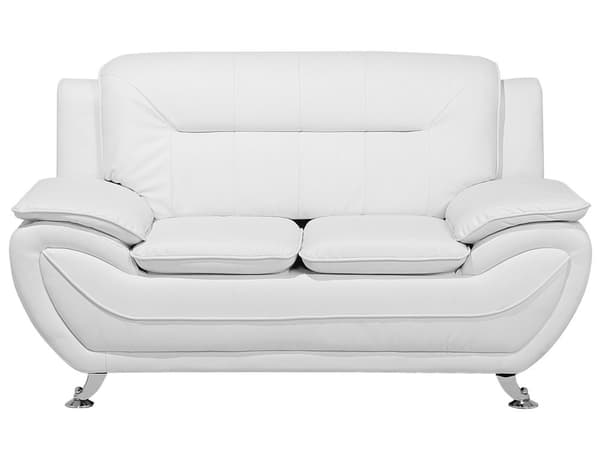2-sits Soffa Vit Konstläder Kuddar Modern