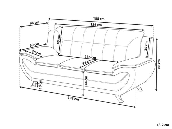 3-sits Soffa Vit Konstläder Kudde Modern