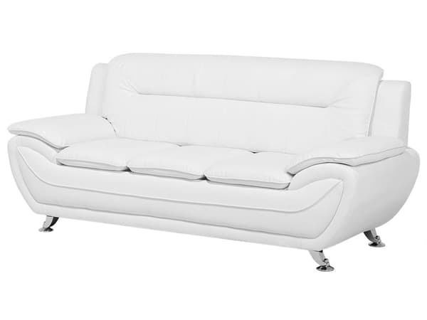 3-sits Soffa Vit Konstläder Kudde Modern