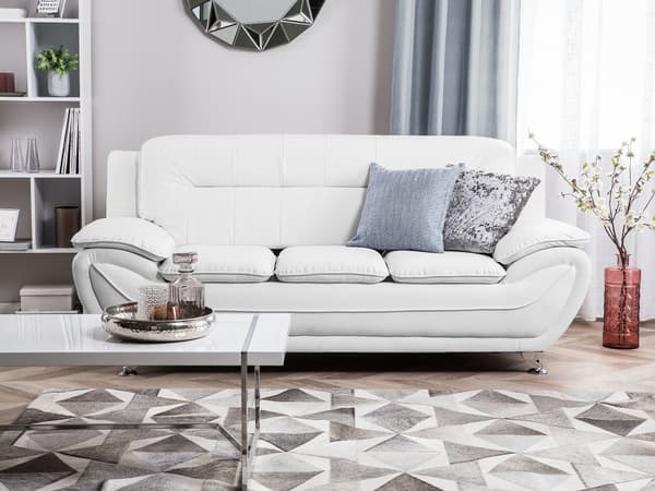 3-sits Soffa Vit Konstläder Kudde Modern