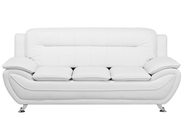 3-sits Soffa Vit Konstläder Kudde Modern