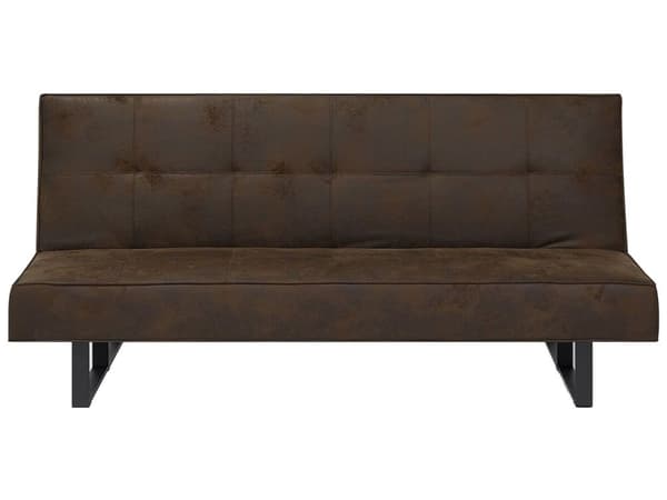Vuodesohva tummanruskea 189 x 85 x 88 cm keinonahka metalli puu kolmelle käsinojaton säädettävä