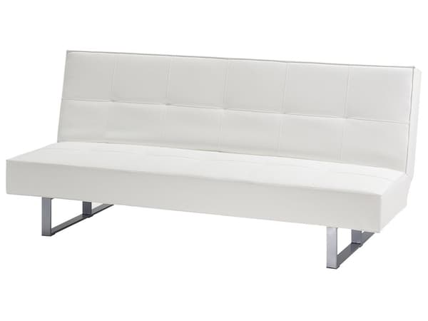 Vuodesohva valkoinen 189 x 85 x 88 cm keinonahka metalli puu kolmelle käsinojaton säädettävä